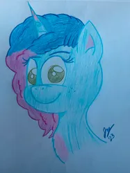 Size: 2915x3887 | Tagged: safe, artist:jesslmc16, derpibooru import, unicorn, g5, bust, chest fluff, colored, colored pencil drawing, colored pencils, cute, drawing, fluffy, green eyes, image, jpeg, misty brightdawn, mistybetes, portrait, traditional art