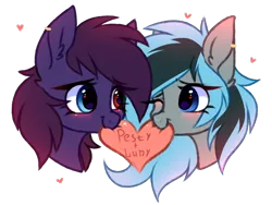 Size: 4000x3000 | Tagged: safe, artist:pesty_skillengton, derpibooru import, oc, oc:luny, oc:pestyskillengton, pegasus, pony, bust, female, heterochromia, holiday, image, jewelry, lesbian, love, png, ring, valentine's day