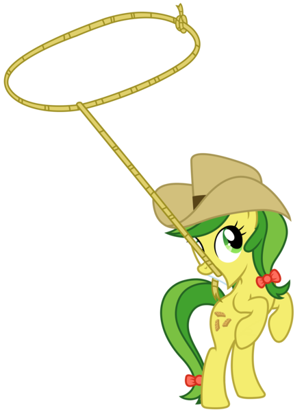 Size: 3127x4227 | Tagged: safe, artist:third uncle, derpibooru import, edit, apple fritter, earth pony, pony, apple family member, bipedal, bow, cowboy hat, cute, female, hat, image, lasso, mare, mouth hold, png, rope, simple background, solo, standing, transparent background, vector