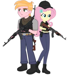 Size: 3720x4096 | Tagged: safe, artist:edy_january, artist:starryshineviolet, derpibooru import, edit, vector edit, big macintosh, fluttershy, human, equestria girls, ak 101, ak-47, ak74m, akm, angry, assault rifle, body armor, boots, chernobyl, clothes, dragunov, duo, female, fluttermac, geode of fauna, gun, handgun, image, link, link in description, long pants, magical geodes, male, male and female, marine, marines, meme, military, partner, partnership, pistol, png, rifle, shipping, shirt, shoes, sniper, sniper rifle, soldier, soldiers, special forces, straight, t-shirt, tactical squad, the legend of zelda, trigger discipline, triggered, vector, warfighter, weapon