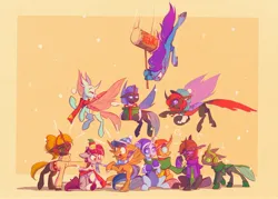 Size: 3000x2143 | Tagged: safe, artist:scribble-potato, derpibooru import, oc, unofficial characters only, changedling, changeling, earth pony, pegasus, pony, unicorn, image, jpeg