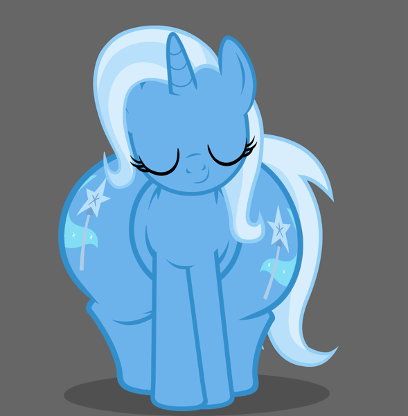 Size: 1901x1936 | Tagged: suggestive, artist:duskyzombie, derpibooru import, trixie, pony, unicorn, animated, both cutie marks, butt, butt shake, derpibooru exclusive, eyes closed, fat, front view butt, gif, huge butt, image, jiggle, large butt, loop, plot, simple background, smiling, smug, solo, the ass was fat, the great and powerful ass, thick, wide hips