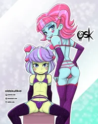 Size: 1417x1787 | Tagged: suggestive, artist:oldskullkid, banned from derpibooru, kiwi lollipop, supernova zap, equestria girls, child, clothes, female, females only, image, lingerie, lolicon, png, underage, underwear, young, younger