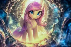 Size: 1728x1152 | Tagged: safe, derpibooru import, machine learning generated, novelai, stable diffusion, fluttershy, pegasus, pony, cute, female, image, jpeg, looking at you, mare, open mouth, solo, standing, wings