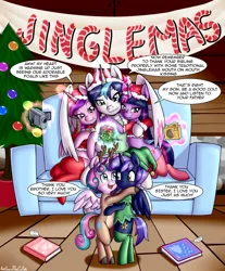 Size: 3105x3750 | Tagged: safe, alternate version, artist:anibaruthecat, derpibooru import, princess cadance, princess flurry heart, shining armor, twilight sparkle, twilight sparkle (alicorn), oc, oc:prince nova sparkle, alicorn, pony, accessories, adorable face, adorasexy, alicorn oc, alicornified, animal costume, aunt and nephew, aunt and niece, banner, book, brother, brother and sister, camera, candy, candy cane, christmas, christmas gift, christmas lights, christmas stocking, christmas tree, clothes, collar, colt, commission, costume, couch, cousins, crossdressing, cute, dialogue, encouragement, encouraging, father and child, father and daughter, father and son, female, filly, foal, food, half-brother, half-cousins, half-siblings, half-sister, hat, headband, high res, holiday, horn, hug, image, imminent kissing, incest, jewelry, levitation, magic, magic aura, male, mare, mistleholly, mistletoe, mistletoe abuse, mother and child, mother and daughter, mother and son, necklace, offspring, parent and child, parent:shining armor, parent:twilight sparkle, parents:shining sparkle, png, poster, prince, prince shining armor, princess, product of incest, race swap, reindeer costume, royalty, santa costume, santa hat, sexy, shakespearicles, shiningcorn, shirt, siblings, sister, sisters-in-law, sitting, socks, speech bubble, stallion, standing, stockings, talking, telekinesis, text, thigh highs, this will end in snu snu, tree, wall of tags, wings