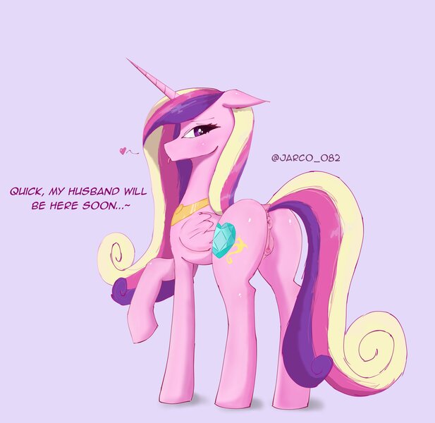 Size: 2877x2796 | Tagged: explicit, artist:jarco_082, derpibooru import, princess cadance, alicorn, pony, anus, bedroom eyes, butt, clitoris, female, image, implied infidelity, infidelity, jpeg, looking at you, looking back, looking back at you, nudity, pink background, plot, presenting, princess cheatdance, raised hoof, simple background, solo, solo female, tail, tail aside, tongue out, vulva, vulvar winking