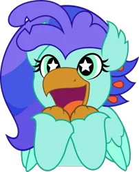 Size: 4040x5000 | Tagged: safe, artist:jhayarr23, derpibooru import, oc, oc:sea lilly, unofficial characters only, classical hippogriff, hippogriff, :d, commission, excited, image, open mouth, open smile, png, simple background, smiling, starry eyes, transparent background, wingding eyes, ych result