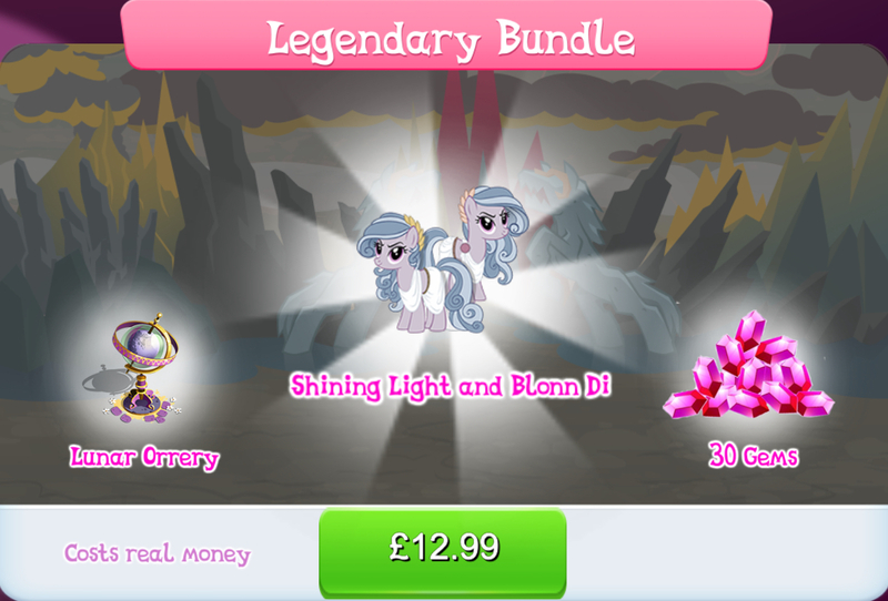 Size: 1267x858 | Tagged: safe, derpibooru import, official, blonn di, earth pony, pony, bundle, clothes, costs real money, english, female, gameloft, gem, image, jpeg, mare, my little pony: magic princess, numbers, sale, shining light (g4), siblings, text, thracian, twins