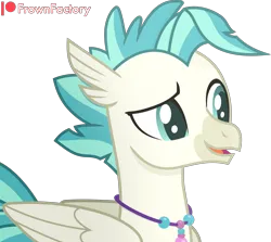 Size: 3360x3000 | Tagged: safe, artist:frownfactory, derpibooru import, terramar, hippogriff, the last crusade, image, jewelry, male, necklace, open mouth, png, simple background, solo, transparent background, vector, wings