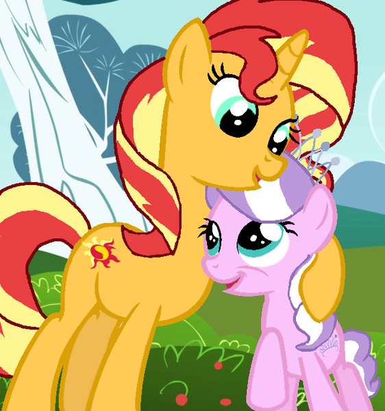 Size: 649x693 | Tagged: safe, artist:ktd1993, derpibooru import, diamond tiara, sunset shimmer, image, jpeg