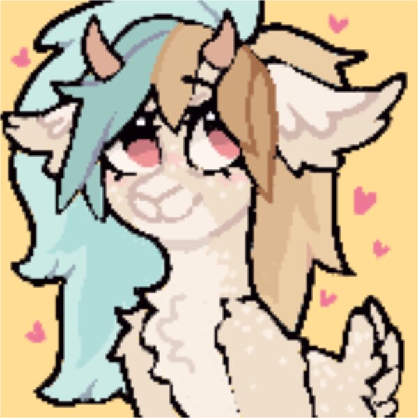 Size: 2048x2048 | Tagged: safe, artist:ponysforyou, derpibooru import, oc, goat, pony, chest fluff, fluffy, goat oc, heart, image, jpeg, pixel art, solo