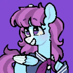 Size: 2000x2000 | Tagged: safe, artist:ponysforyou, derpibooru import, oc, pegasus, pony, blushing, heart, heart eyes, image, jpeg, pegasus oc, pixel art, smiling, solo, wingding eyes, wings
