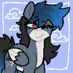 Size: 2000x2000 | Tagged: safe, artist:ponysforyou, derpibooru import, oc, pegasus, pony, image, jpeg, one eye closed, pegasus oc, pixel art, smiling, solo, wings, wink