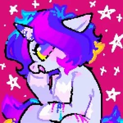 Size: 2000x2000 | Tagged: safe, artist:ponysforyou, derpibooru import, oc, pony, unicorn, bust, horn, image, jpeg, pixel art, sitting, smiling, solo, unicorn oc