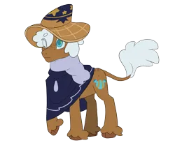 Size: 2048x1676 | Tagged: safe, artist:hibiscuit-rose, derpibooru import, ponified, earth pony, pony, blue eyes, brown coat, clothes, cookie run, fetlock tuft, freckles, hat, image, long tail, png, scarf, solo, tail, white mane, wizard cookie