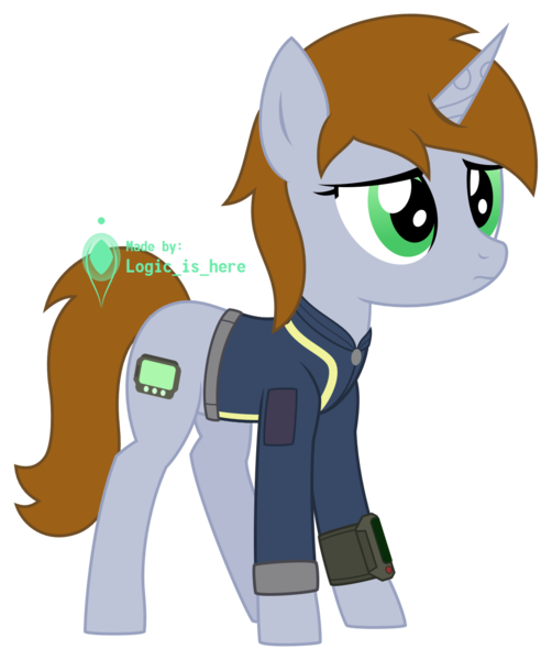 Size: 1122x1340 | Tagged: safe, artist:logic-is-here, derpibooru import, oc, oc:littlepip, pony, unicorn, fallout equestria, clothes, image, jumpsuit, png, simple background, solo, transparent background, vault suit