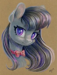 Size: 913x1200 | Tagged: safe, artist:maytee, derpibooru import, octavia melody, earth pony, pony, bowtie, bust, colored pencil drawing, image, png, portrait, solo, traditional art