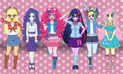 Size: 1246x755 | Tagged: safe, derpibooru import, applejack, fluttershy, pinkie pie, rainbow dash, rarity, sci-twi, twilight sparkle, human, equestria girls, humane five, humane six, humanized, image, jpeg, kisekae