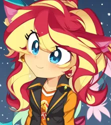 Size: 512x576 | Tagged: safe, artist:luckreza8, derpibooru import, edit, edited screencap, machine learning generated, screencap, sunset shimmer, human, equestria girls, equestria girls series, rollercoaster of friendship, anime, female, happy, image, pinegraph, png
