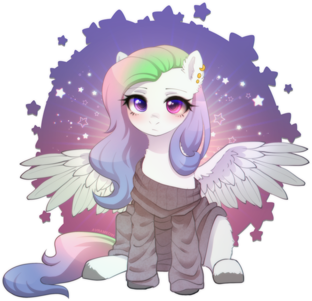 Size: 2213x2132 | Tagged: safe, artist:avrameow, derpibooru import, part of a set, oc, unofficial characters only, pegasus, pony, clothes, commission, image, oversized clothes, pegasus oc, png, simple background, solo, sweater, transparent background, wings, ych result