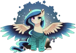 Size: 3071x2135 | Tagged: safe, artist:avrameow, derpibooru import, part of a set, oc, unofficial characters only, pegasus, pony, clothes, commission, image, oversized clothes, pegasus oc, png, simple background, solo, sweater, transparent background, wings, ych result