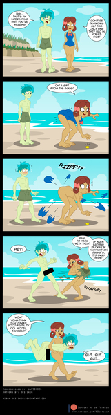 Size: 850x3160 | Tagged: questionable, artist:niban-destikim, derpibooru import, sandbar, yona, human, equestria girls, assisted exposure, blushing, breasts, busty yona, carrying, censor bar, censored, clothes, comic, commission, embarrassed, embarrassed nude exposure, equestria girls-ified, erection, female, image, jpeg, male, nudity, penis, shipping, straight, strategically covered, tearing, tenting, torn clothes, undressed, undressing, wardrobe malfunction, yonabar