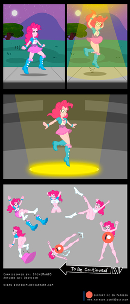 Size: 900x2111 | Tagged: questionable, artist:niban-destikim, derpibooru import, pinkie pie, human, equestria girls, abduction, alien abduction, balloonbutt, boots, butt, censored, clothes, comic, commission, image, imminent sex, jpeg, night, panties, patreon, patreon censored, patreon logo, shoes, socks, to be continued, underwear, undressed, undressing, white panties