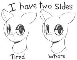 Size: 4151x3240 | Tagged: suggestive, artist:czu, derpibooru import, image, lidded eyes, meme, monochrome, png, tired, whore