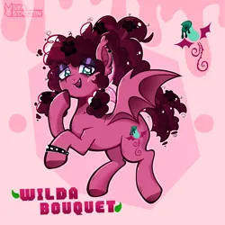 Size: 3000x3000 | Tagged: safe, artist:seasemissary, derpibooru import, oc, oc:wilda bouquet, bat pony, pony, female, image, magical lesbian spawn, mare, offspring, parent:fluttershy, parent:tree hugger, parents:flutterhugger, png, solo