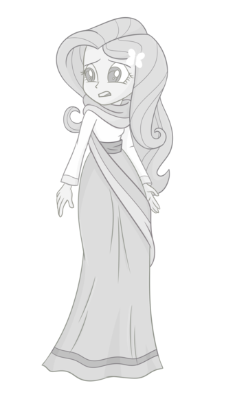 Size: 1300x2281 | Tagged: safe, artist:splendidbondage, derpibooru import, fluttershy, human, equestria girls, clothes, dress, humanized, image, india movie set, long dress, long skirt, png, skirt, solo, statue, stone