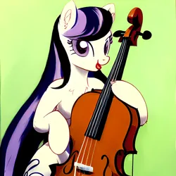 Size: 2048x2048 | Tagged: safe, derpibooru import, machine learning generated, octavia melody, earth pony, acrylic painting, cello, image, musical instrument, png, traditional art