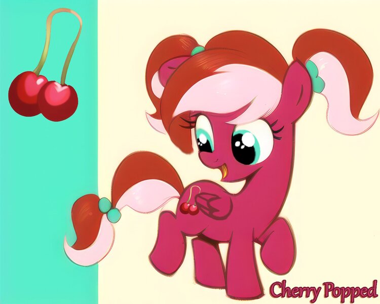 Size: 2048x1638 | Tagged: questionable, derpibooru import, machine learning generated, oc, oc:cherry popped, pegasus, pony, cutie mark, female, filly, foal, image, jpeg, pigtails