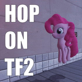 Size: 281x281 | Tagged: artist needed, safe, derpibooru import, pinkie pie, /mlp/ tf2 general, 3d, animated, conveyor belt, gif, hop on tf2, hopping, image, jumping, meme, team fortress 2, warning sign