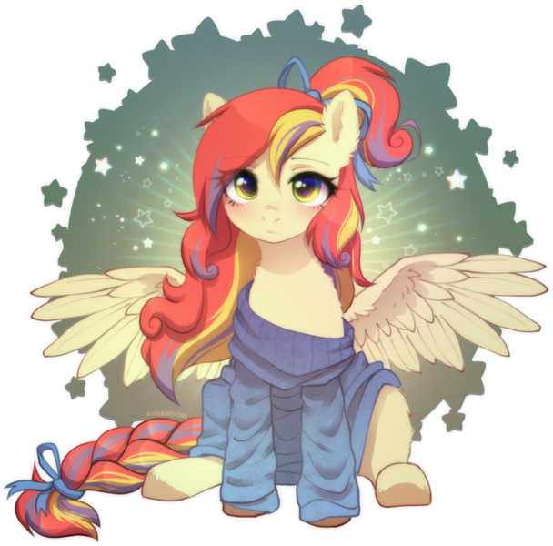 Size: 2193x2164 | Tagged: safe, artist:avrameow, derpibooru import, part of a set, oc, unofficial characters only, pegasus, pony, clothes, commission, image, oversized clothes, pegasus oc, png, simple background, solo, sweater, transparent background, wings, ych result