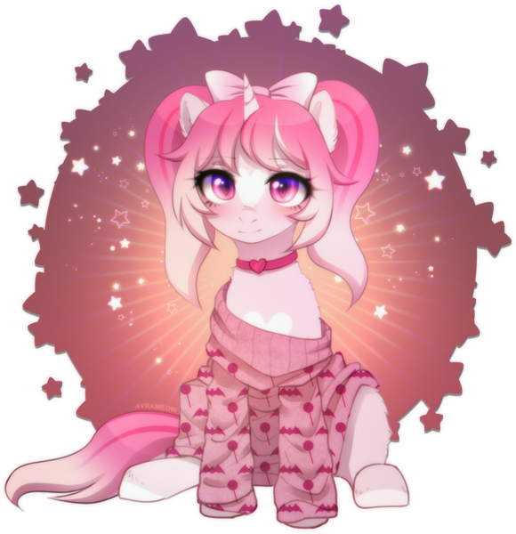 Size: 2040x2112 | Tagged: safe, artist:avrameow, derpibooru import, part of a set, oc, unofficial characters only, pony, unicorn, clothes, commission, horn, image, oversized clothes, png, simple background, solo, sweater, transparent background, unicorn oc, ych result