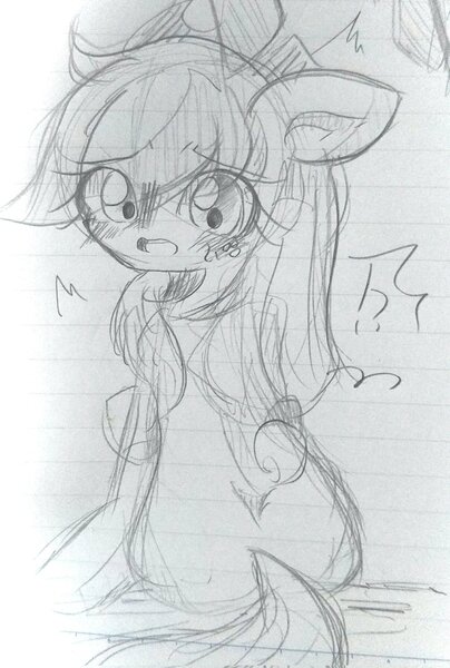 Size: 1378x2048 | Tagged: safe, artist:applejack_yokai, derpibooru import, applejack, earth pony, pony, female, image, jpeg, lined paper, monochrome, sketch, solo, traditional art