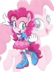 Size: 774x1032 | Tagged: safe, artist:kanayanga, derpibooru import, part of a set, pinkie pie, anthro, earth pony, bracelet, happy, image, jewelry, jpeg, looking at you, mobian, open mouth, sonic the hedgehog (series), sonicified