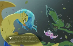 Size: 4096x2591 | Tagged: semi-grimdark, artist:bearmation, derpibooru import, princess skystar, silverstream, hippogriff, my little pony: the movie, bleeding, blood, commission, cousins, duo, duo female, female, fight, flying, image, jpeg, messy mane, mount aris, open mouth, story included