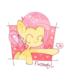 Size: 1080x1080 | Tagged: safe, artist:飘菌碍函数, derpibooru import, fluttershy, pegasus, pony, blushing, eyes closed, female, image, mare, png, solo