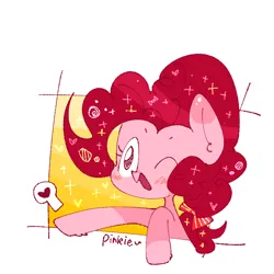 Size: 1080x1080 | Tagged: safe, artist:飘菌碍函数, derpibooru import, pinkie pie, earth pony, pony, blushing, female, image, mare, one eye closed, open mouth, png, solo