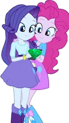Size: 364x649 | Tagged: safe, derpibooru import, editor:incredibubbleirishguy, pinkie pie, rarity, equestria girls, duo, duo female, emerald, female, green, image, png, simple background