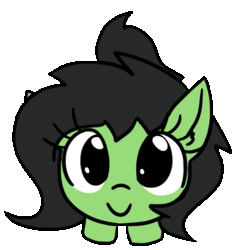 Size: 495x521 | Tagged: artist needed, safe, derpibooru import, oc, oc:anonfilly, unofficial characters only, earth pony, pony, animated, blinking, female, filly, foal, gif, image, looking at you, looking up, looking up at you, simple background, smiling, smiling at you, solo, tail, tail wag, transparent background