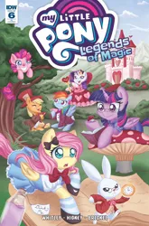 Size: 2063x3131 | Tagged: safe, derpibooru import, idw, angel bunny, applejack, fluttershy, pinkie pie, rainbow dash, rarity, twilight sparkle, legends of magic, spoiler:comic, alice, alice in wonderland, cheshire cat, cover, image, jpeg, mad hatter, mane six, march hare, pocket watch, queen of hearts, white rabbit