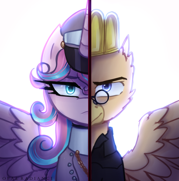 Size: 2800x2840 | Tagged: safe, artist:opal_radiance, derpibooru import, princess flurry heart, oc, oc:grover vi, alicorn, pony, equestria at war mod, commission, eaw, image, png, solo