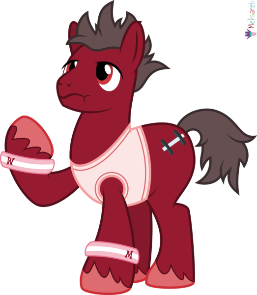 Size: 4000x4592 | Tagged: safe, artist:melisareb, derpibooru import, part of a set, earth pony, pony, .svg available, absurd resolution, alphabet lore, clothes, crossover, image, m, male, png, raised hoof, shirt, simple background, sleeveless, sleeveless shirt, solo, species swap, stallion, transparent background, unshorn fetlocks, vector, wavy mouth, wristband