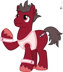 Size: 4000x4592 | Tagged: safe, artist:melisareb, derpibooru import, part of a set, earth pony, pony, .svg available, absurd resolution, alphabet lore, clothes, crossover, image, m, male, png, raised hoof, shirt, simple background, sleeveless, sleeveless shirt, solo, species swap, stallion, transparent background, unshorn fetlocks, vector, wavy mouth, wristband