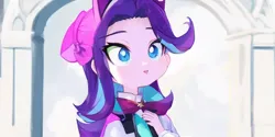 Size: 768x384 | Tagged: safe, artist:luckreza8, derpibooru import, edit, edited screencap, machine learning generated, screencap, starlight glimmer, human, equestria girls, mirror magic, spoiler:eqg specials, :d, anime, female, image, open mouth, open smile, pinegraph, png, smiling