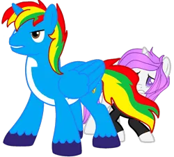 Size: 1280x1156 | Tagged: safe, artist:shield-wing1996, derpibooru import, oc, oc:shield wing, alicorn, female, image, male, multicolored hair, png, protecting, simple background, transparent background