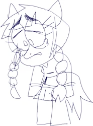 Size: 2004x2714 | Tagged: safe, artist:jisito, derpibooru import, oc, oc:arwencuack, anthro, pegasus, chibi, crying, funny, image, meme, png, sad, sketch, solo