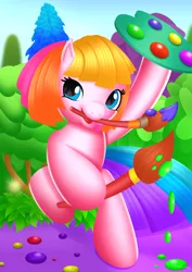 Size: 2480x3508 | Tagged: safe, artist:leonkay, derpibooru import, toola roola, pony, cute, g3.5, image, mouth hold, paintbrush, palette, png, roolabetes, solo, toola roola will be painting away